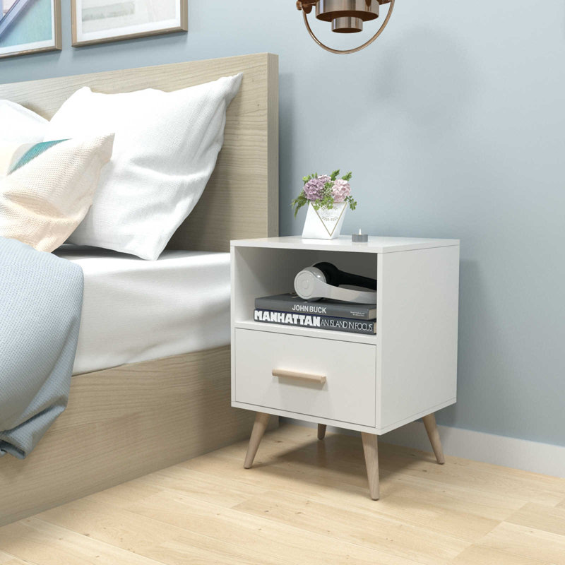 Cular 40cm W Manufactured Wood Bedside Table