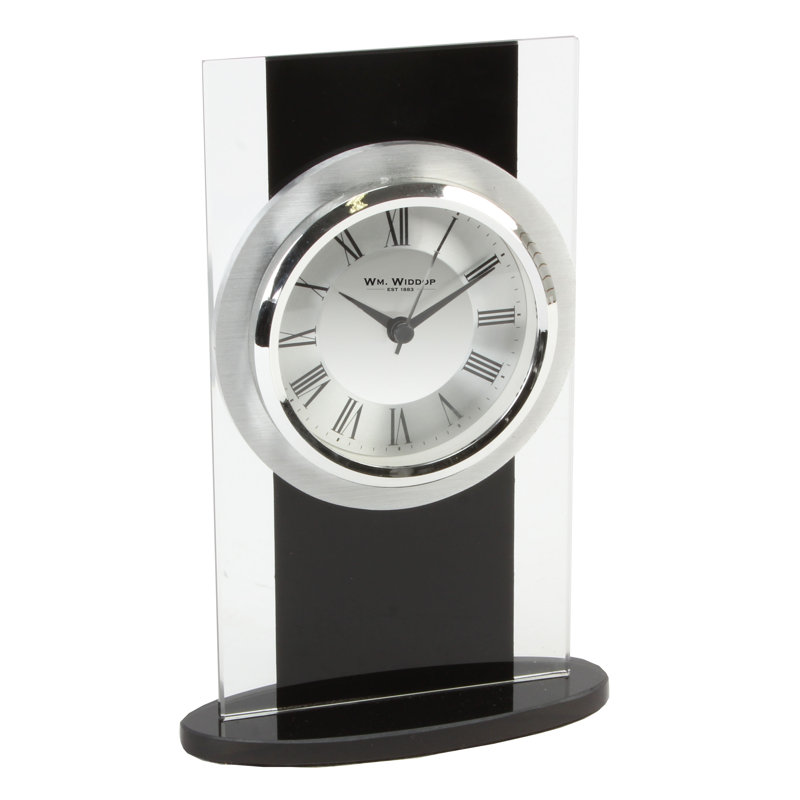 Roman Numeral Metal Quartz Movement / Crystal Tabletop Clock in Black