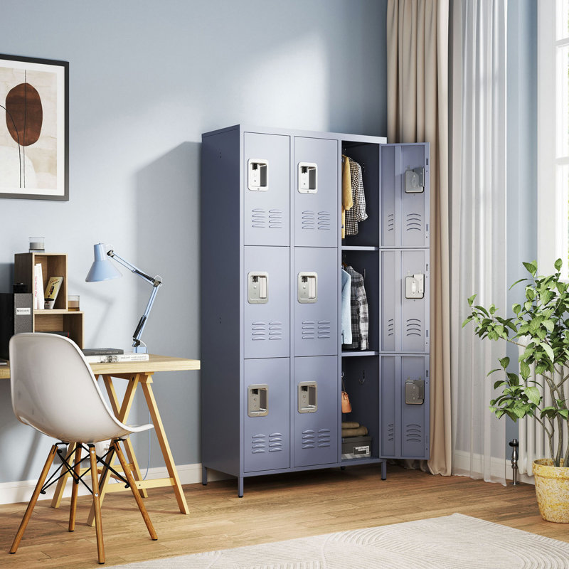 9 casiers en métal H 72 po avec serrure pour employés, école, bureau, salle de sport, chambre à coucher
