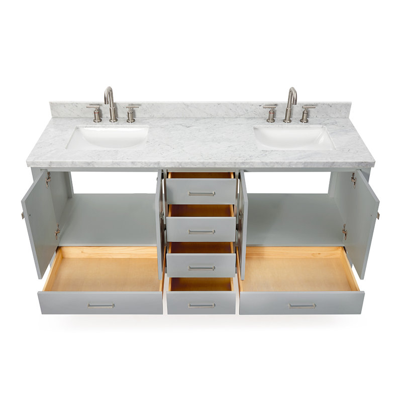 Ensemble de meuble-lavabo double 73 po Cambridge, Gris