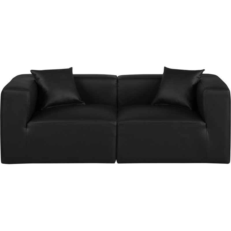 Canapé modulaire 2 pièces rembourré, Cuir végétalien noir