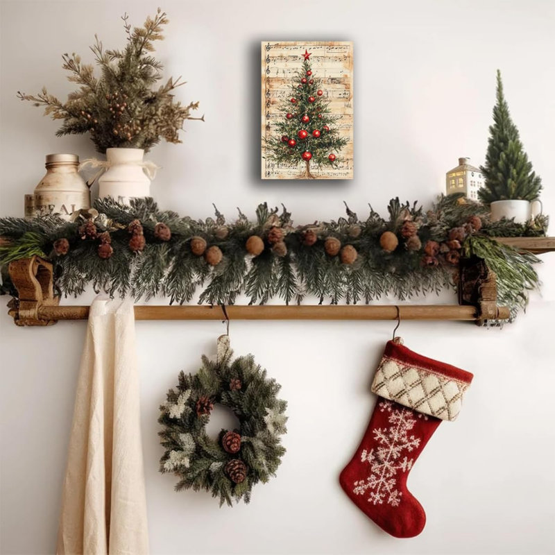 Arbre de Noël avec feuille de musique, art mural 24 po x 36 po