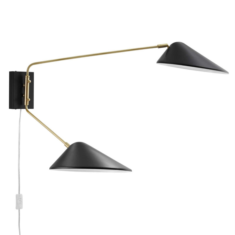Modway Journey 2-Light Swing Arm Wall Sconce, Black