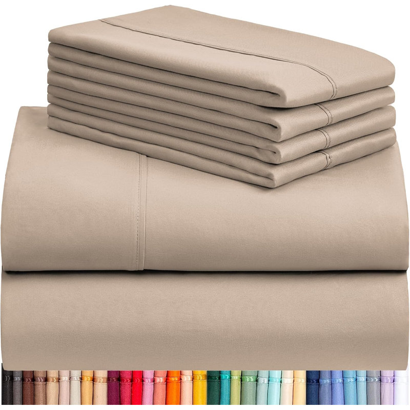 Ultra Soft Microfiber Sheet Set - 6 Pc Set - Wrinkle Resistant - Cooling Sheets With Deep Pockets, Khaki