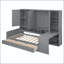 Lit de jour simple en bois avec bureau, armoires, tablettes et 3 tiroirs-5441084