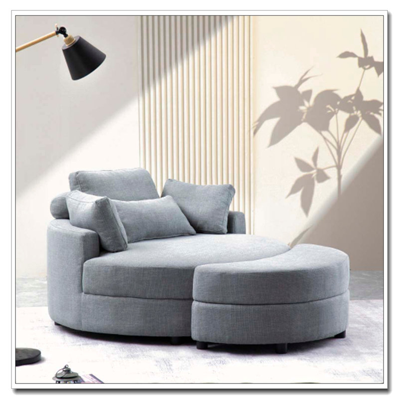 Fauteuil club rembourré avec repose-pieds, Gris clair