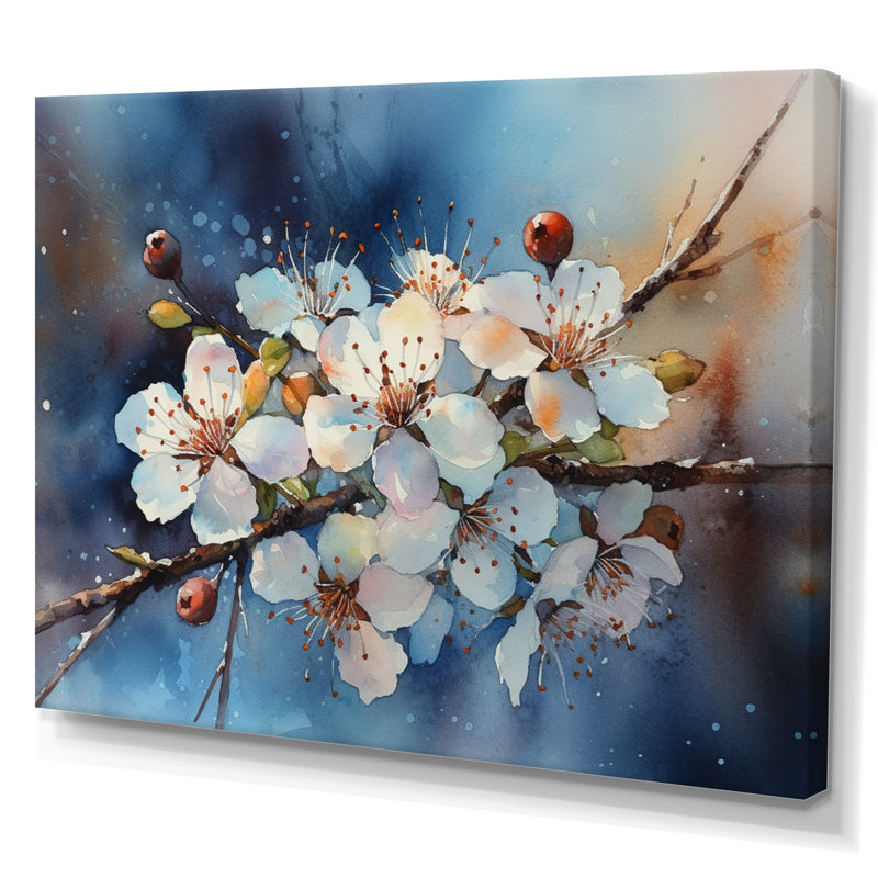 Pomme rond bleu et blanc artistique sur toile III, H 30 po x l 40 po x P 1,5 po, Toile tendue
