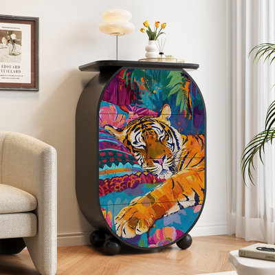 Vitrine en bois massif à motif animalier