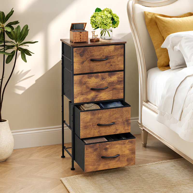 Dearbhaile 38.7" H Small Dresser for Bedroom with 4 Drawers, Chest of Drawers for Living Room, Brown Dresser with Sturdy Frame & Wooden Top