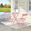 Ensemble bistro 3 pièces, table et chaises avec cadre en acier, meubles de patio peu encombrants, rose-1403633994