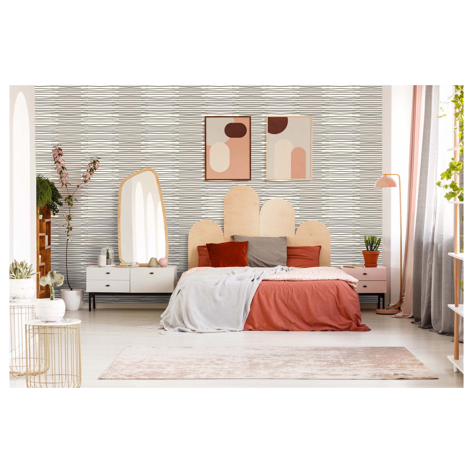 Geometric Peel & Stick Wallpaper Roll, White
