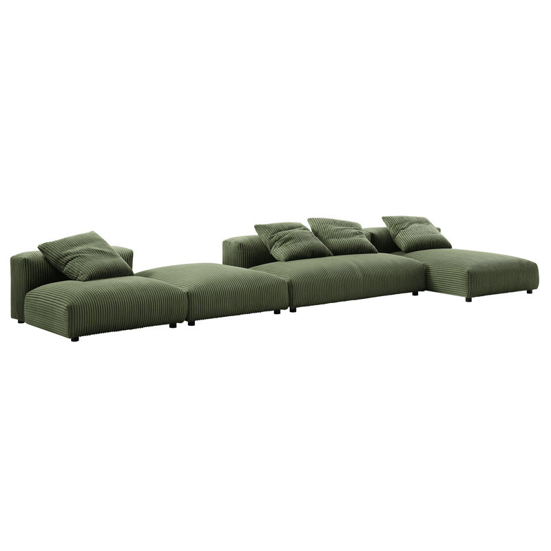 Canapé modulaire rembourré avec repose-pieds 4 pièces Solace, Velours fougère