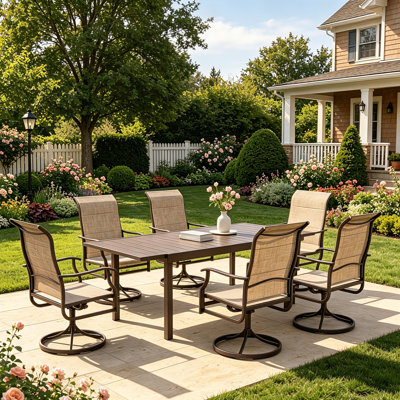 Salem 6 - Person Patio Dining Set with Extendable Rectangular Table