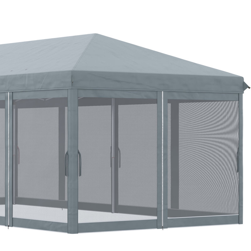 Tente escamotable avec filet. Pour l'extérieur, le jardin, le patio. Gris. Polyvalent et résistant au vent, pour les pique-niques en plein air dans le patio, intérieur spacieux, fonction polyvalente,