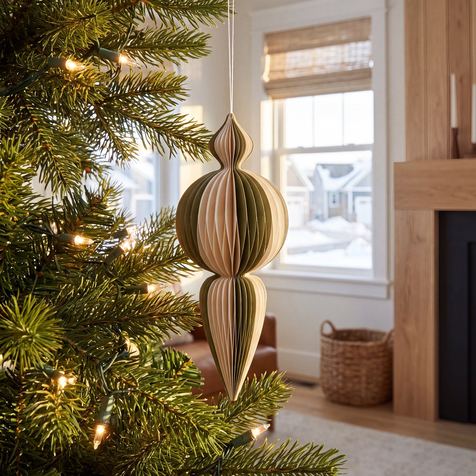 Handmade Recycled Paper Folding Honeycomb Finial Ornament