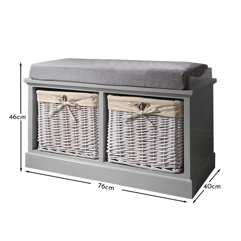Hudson Oaks Polyester Blend Upholstered Storage Bench, Grey, 76 cm H
