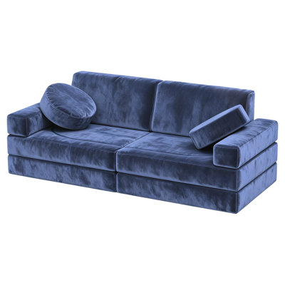 12pcs Modular Kids Couch, Floor Kids Sofa Couch, Playroom for Boys and Girls, Creative Convertible Foam Play Couch, Grey