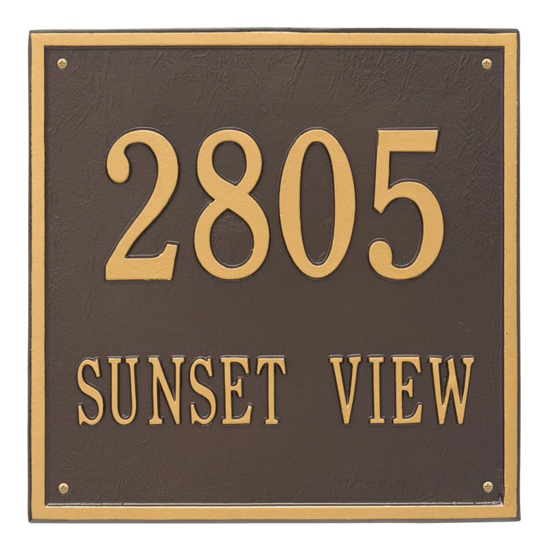 2-Line Wall Address Plaque, Black and Gold, Yes
