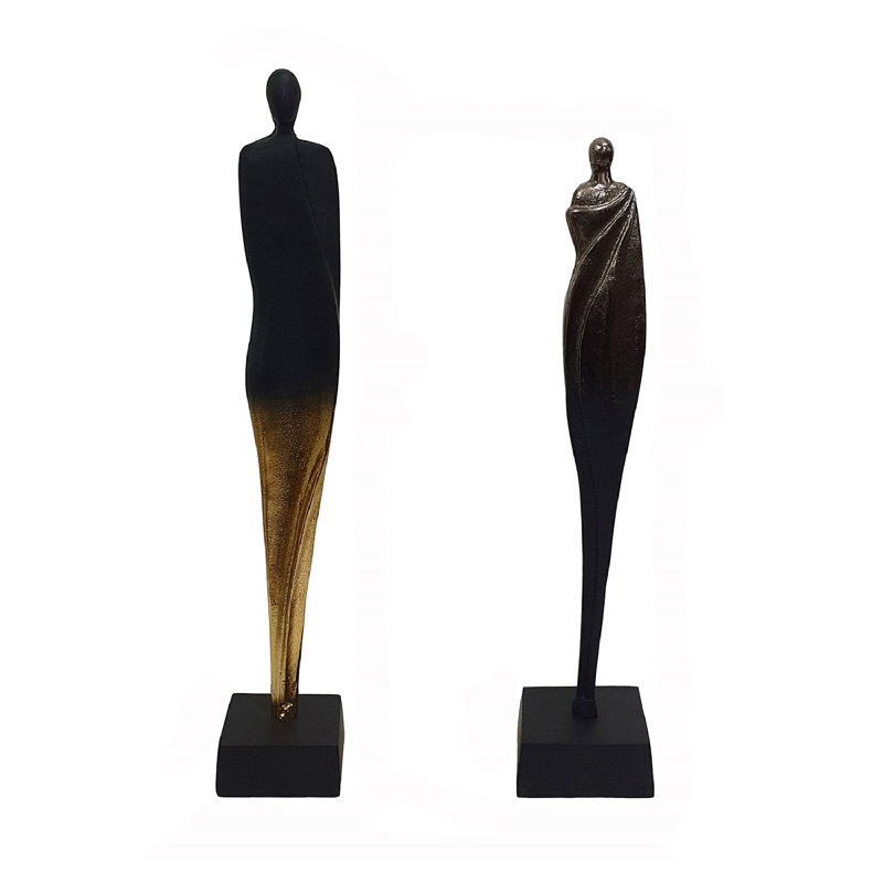 Ensemble de 2 statues d'humains en aluminium 2 pièces Chauntia
