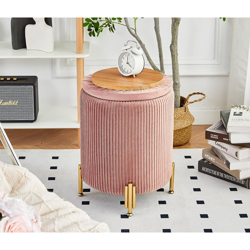 Ozite Velvet Ottoman, Dusty Rose 