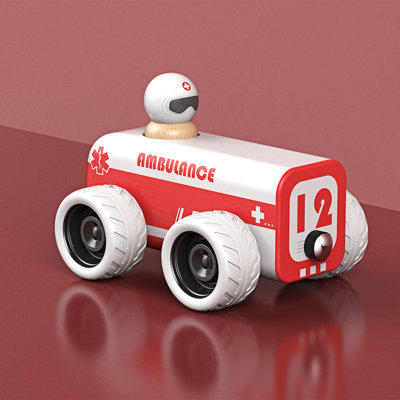 Freniland Toddlers Role-Recognition Pull-Back and Magnet Connect Ambulance Car,Pretend Play Toy for 18+ months