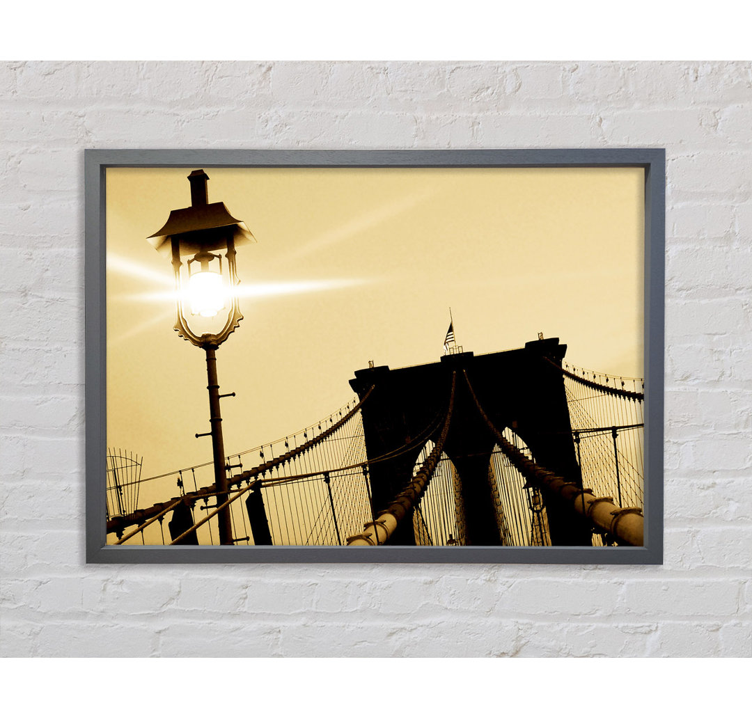 Brooklyn Bridge Street Light Retro - Einzelner Bilderrahmen Kunstdrucke auf Leinwand