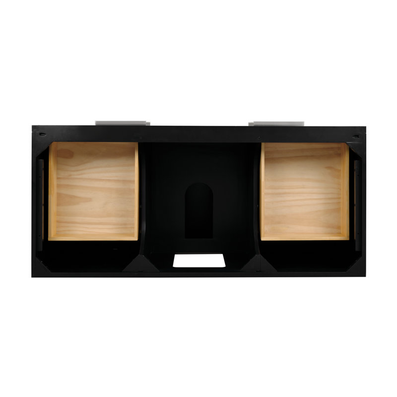 Diamond 48'' W Single Vanity, Italian Carrara Marble, Matte Black, Walnut