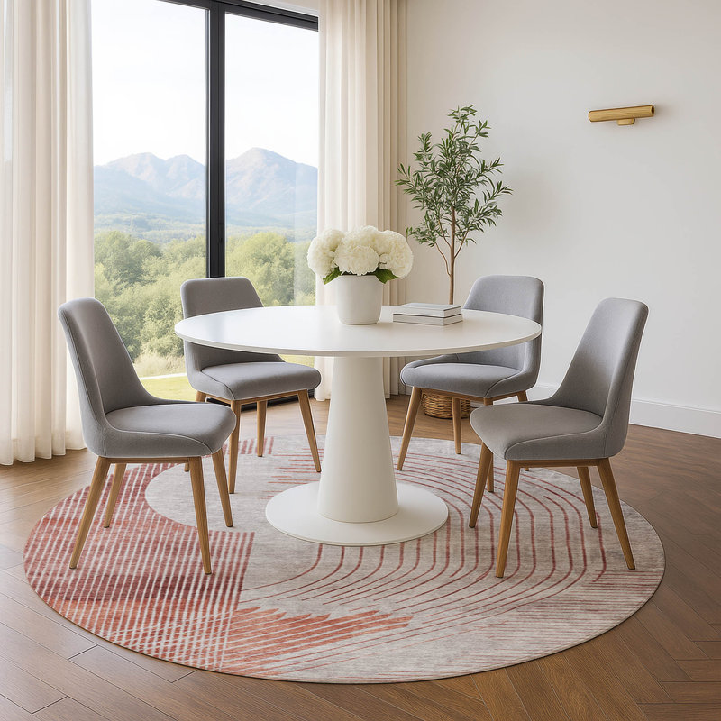 Premium Machine Washable Ariel Geometric Rug, Round 8'