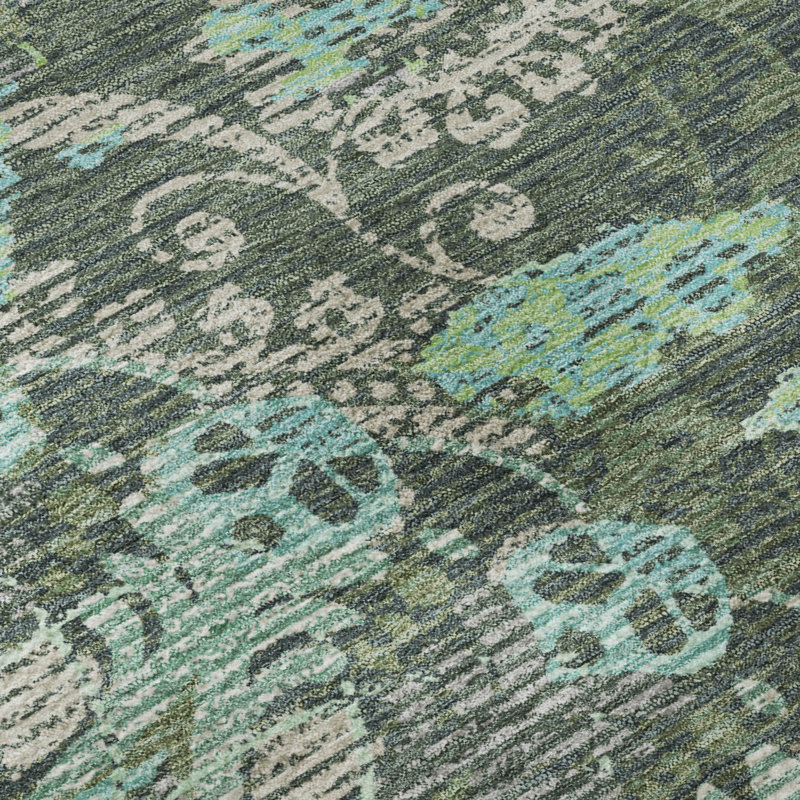 Tapis cachemire de qualité supérieure Mayfield AMF2335, Olive, 1 pi 8 po x 2 pi 6 po