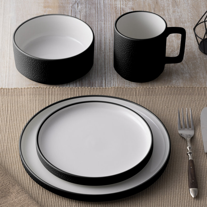 Couvert individuel 4 pièces Noritake Colortex Stone, Noir
