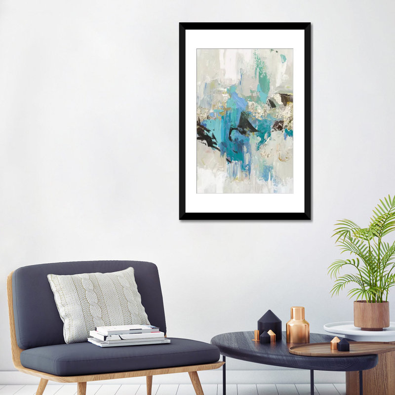 « blue silver i », impression sur toile, Papier d'art encadré noir, Blanc, H 32 po x l 24 po x P 1 po