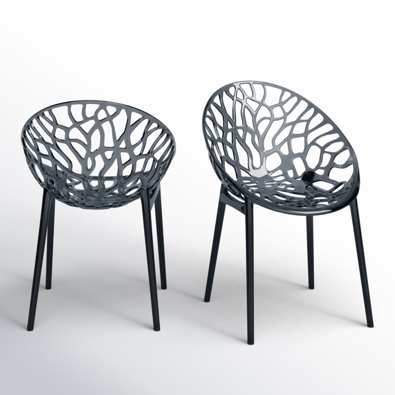 Chaise empilable pour ensemble à diner de patio Metrocles, Noir transparent