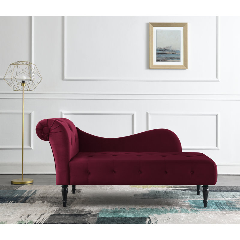 Scalise Upholstered Chaise Lounge, Burgundy