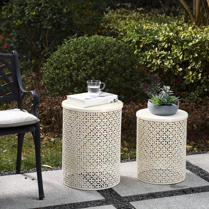 Steel Top Nesting Tables, Cream White