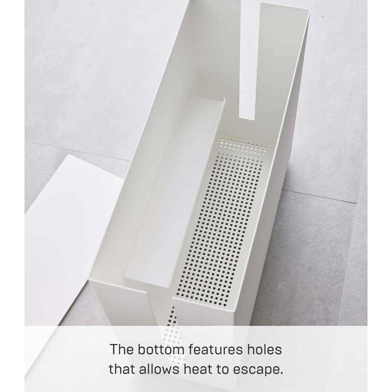 White Steel Rolling Cable Management Box with Wheels