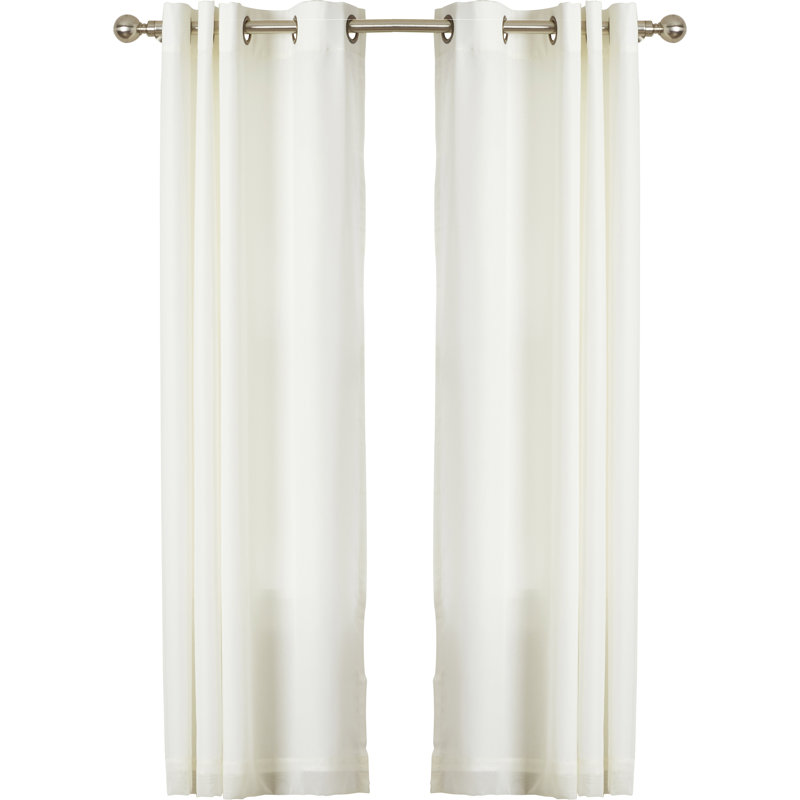 Panneau de rideau simple semi-transparent thermique de couleur unie avec œillets Galion, Blanc, 108" W x 54" L