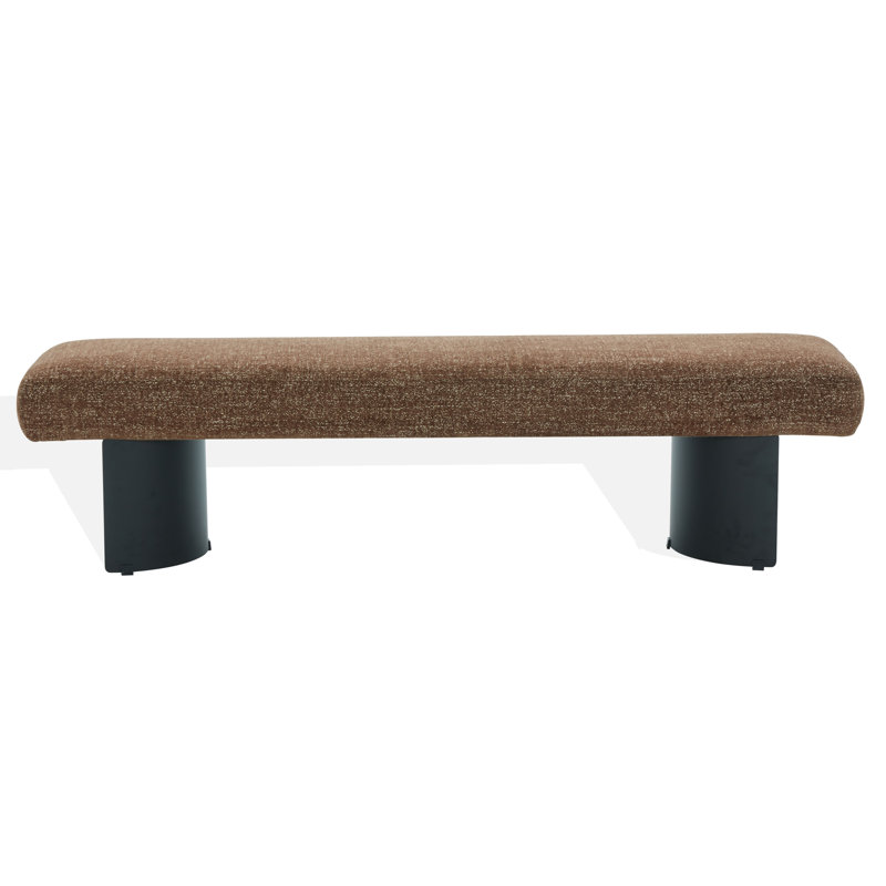 Axelle Metal Legs Bench, Dark Brown Chenille