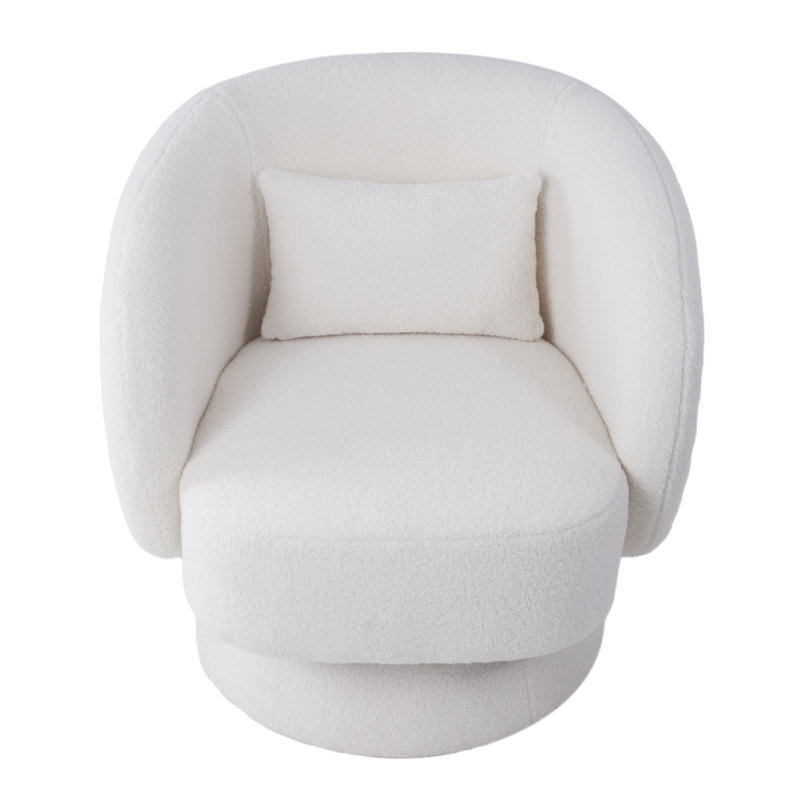 Darionna Upholstered Swivel Barrel Chair, White