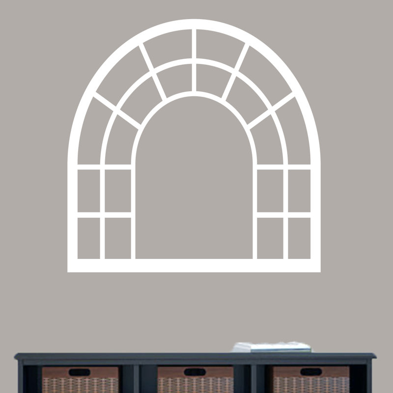 Décalcomanie murale cadre de fenêtre arched, Blanc