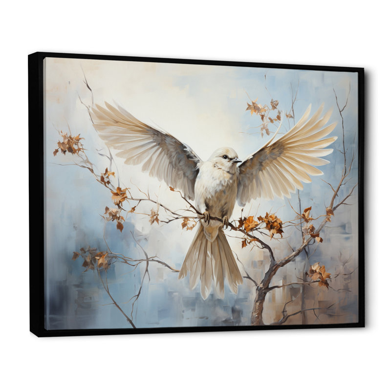 «Feathered Elegance III», reproduction d'art sur toile, H 16 po x l 32 po x P 1 po, Cadre flottant noir