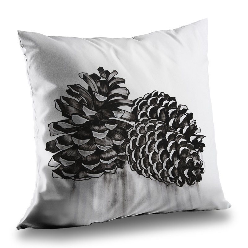 Three Small Pine Cones - Bedroom Gray Poly Twill Throw Pillow