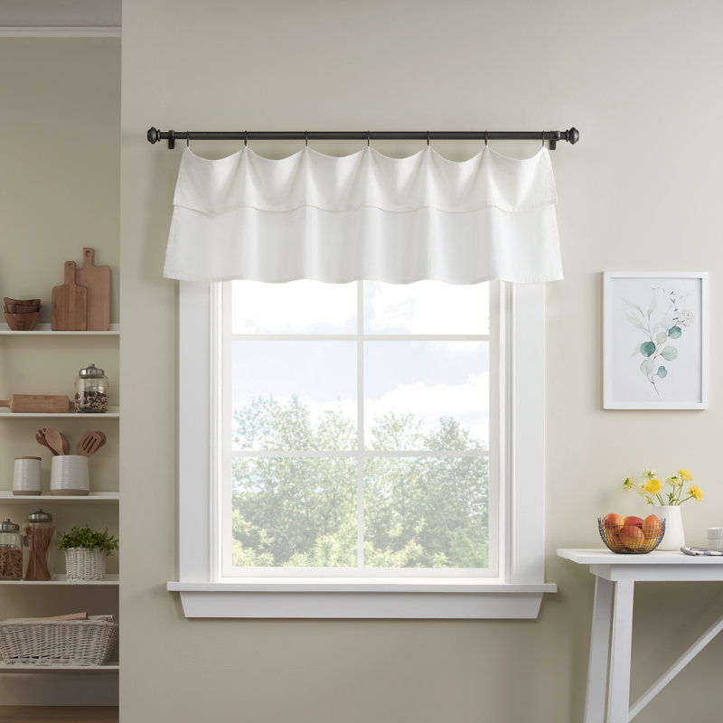 Drop Cloth Light Filtering Ring and Tab Top Farmhouse Valance, Off White