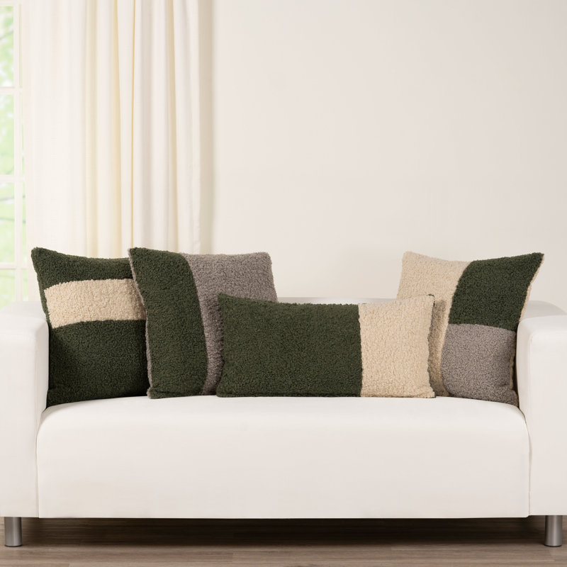 Patchwork Faux Fur Throw Pillow, Cloverleaf