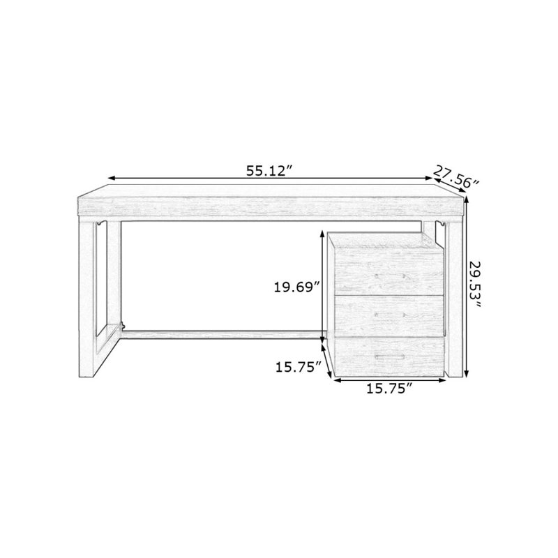Bureau de direction rectangulaire en bois massif avec tiroirs Nut-brown, H 29,53 po x l 55,12 po x P 27,56 po