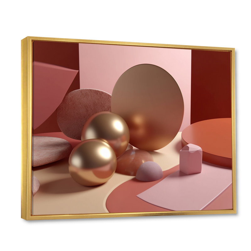 Golden Pearl Dreamscape I - impression, H 24 po x l 32 po x P 1 po, Cadre flottant doré
