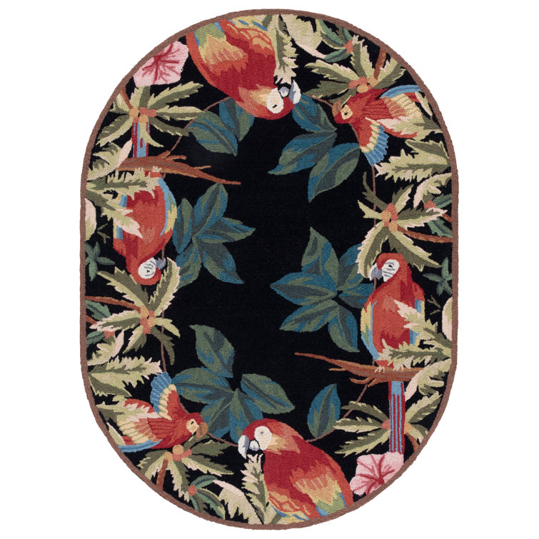 Hogle Hand Hooked Wool Floral Rug