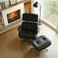 Fauteuil d'appoint pivotant en cuir avec repose-pieds-1766084013