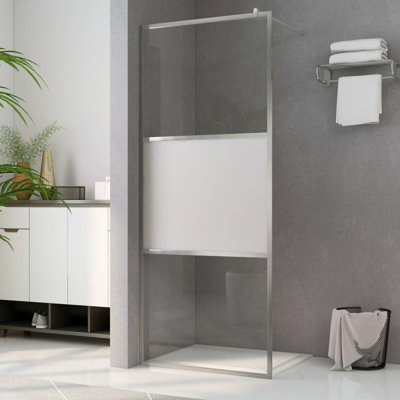 Gutirrez Hinged Semi-Frameless Shower Door with Frosted Glass