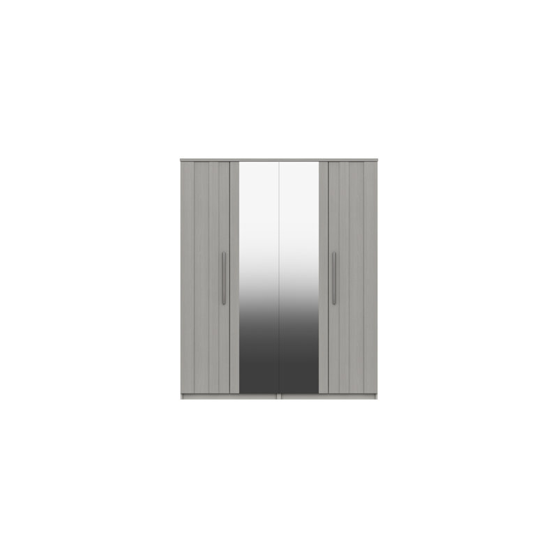 Mcginley 4 Door Manufactured Wood Wardrobe, Light Grey Woodgrain