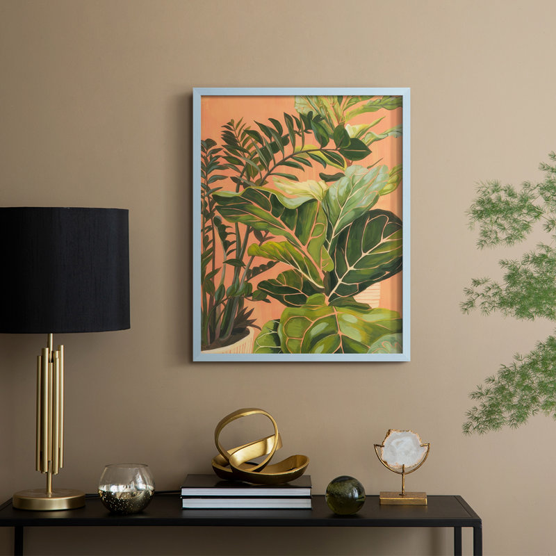 Golden Hour Greenery I, reproduction encadrée - bois massif, H 21 po x l 17 po, Bleu